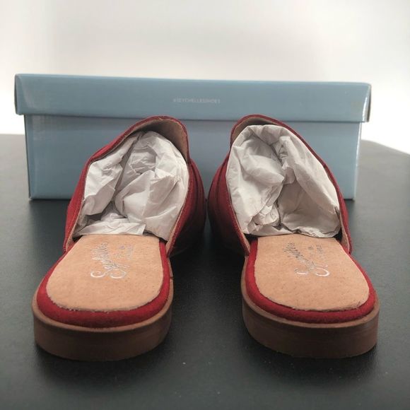 Seychelles Existence Red Suede Basket Weave Flat Mules New in Box - Picture 9 of 13